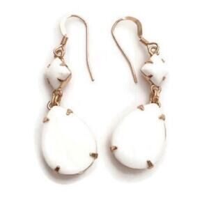 Alex and Ani Birch White Dewdrop Earrings